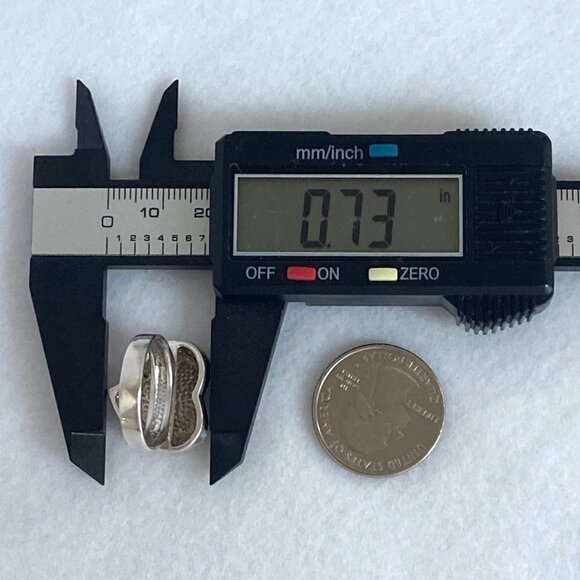 Sterling Silver 925 Cubic Zirconia Polished Modernist Asymmetric Heart Ring 6.75 - Picture 13 of 16